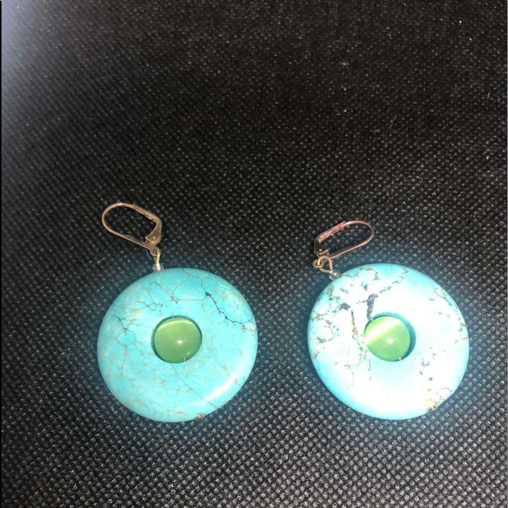 Turquoise and Jade earrings